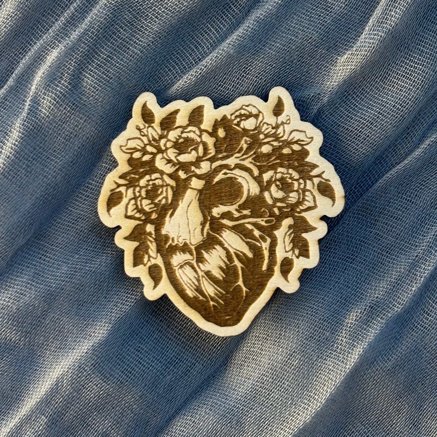 Wood Pin’s Cœur Fleuri