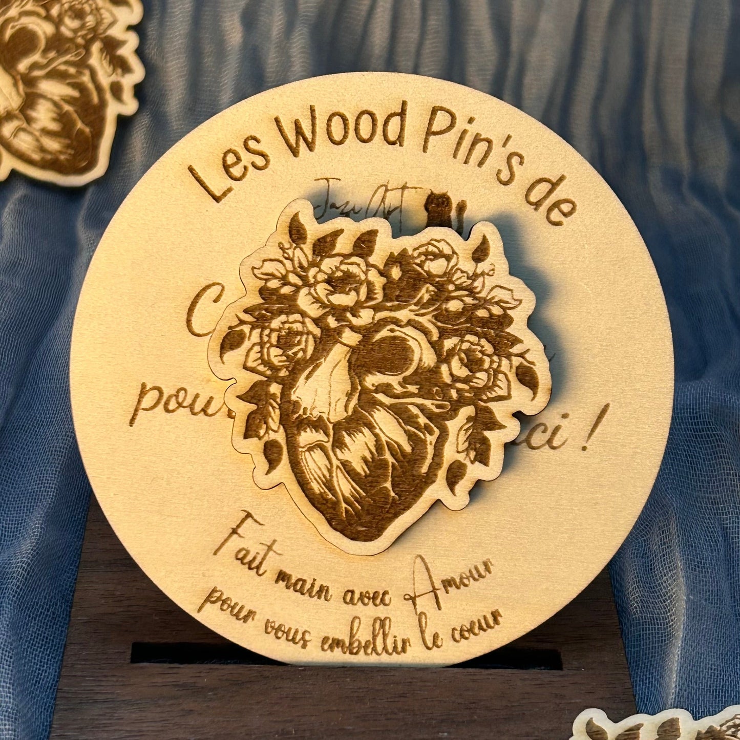Wood Pin’s Cœur Fleuri