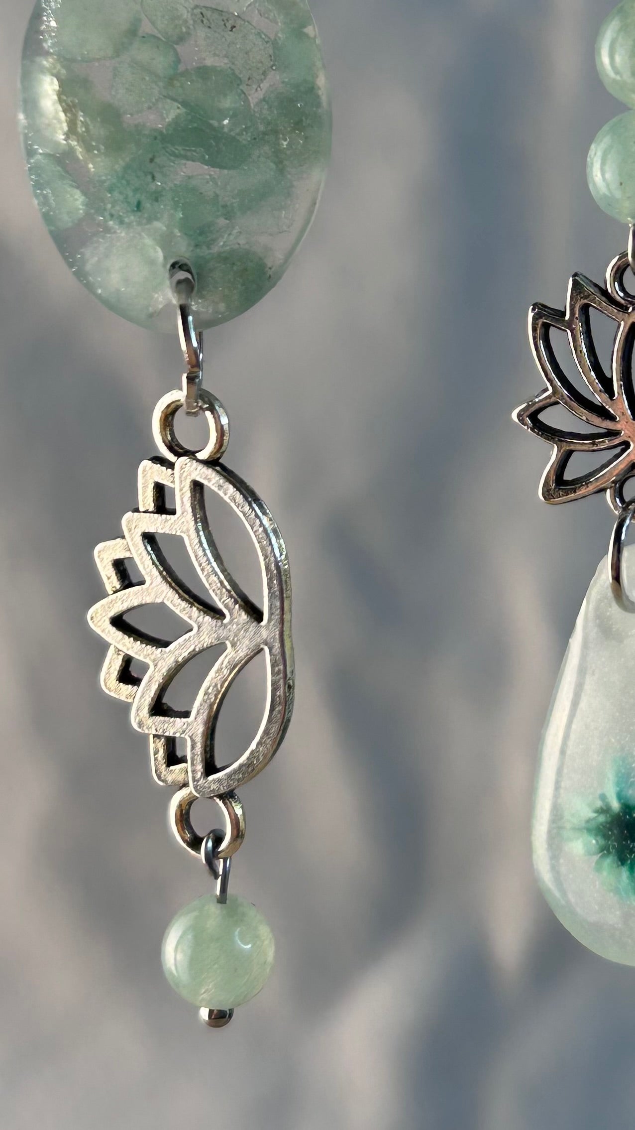 Boucles d’oreilles “Lotus Vert” – Harmonie naturelle & douceur spirituelle