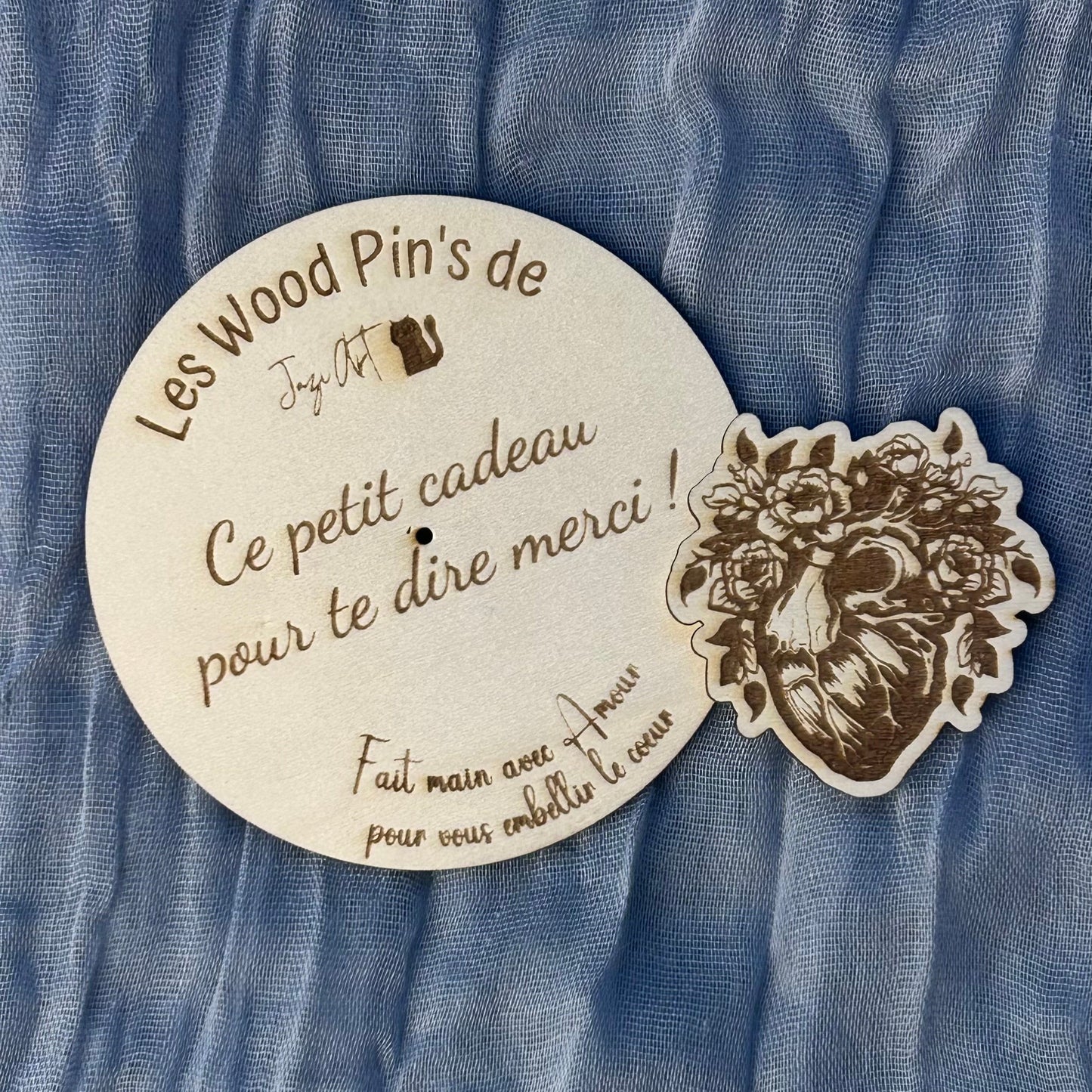 Wood Pin’s Cœur Fleuri