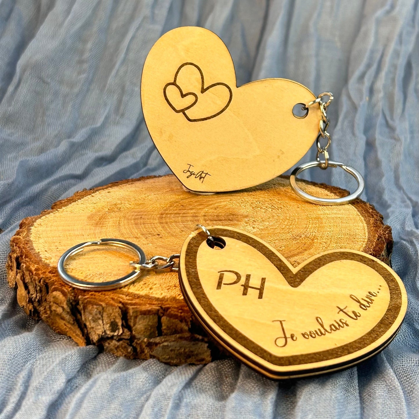Porte-clés cœur personnalisé "Je t'aime" – Avec puce NFC magique