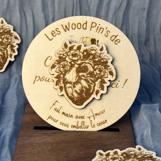 Wood Pin’s Cœur Fleuri
