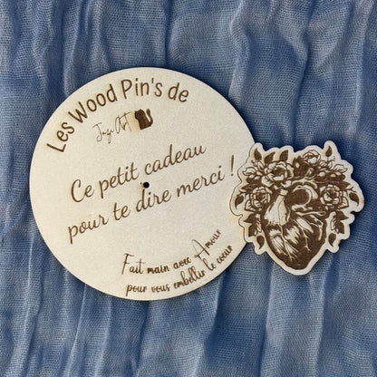 Wood Pin’s Cœur Fleuri
