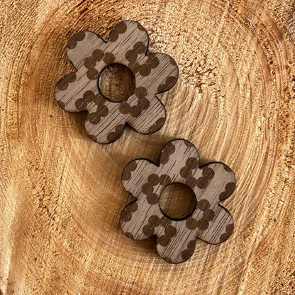 Boucles d’oreilles créoles & fleurs interchangeables en bois de noyer