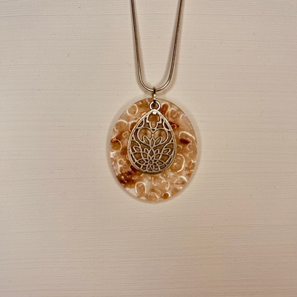 Pendentif "Sel rose de l'Himalaya" Fleur de lotus