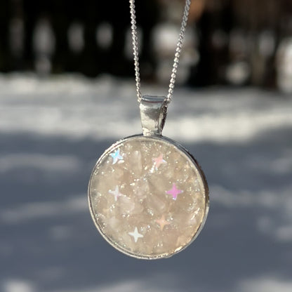 Pendentif Quartz Rose étoilé